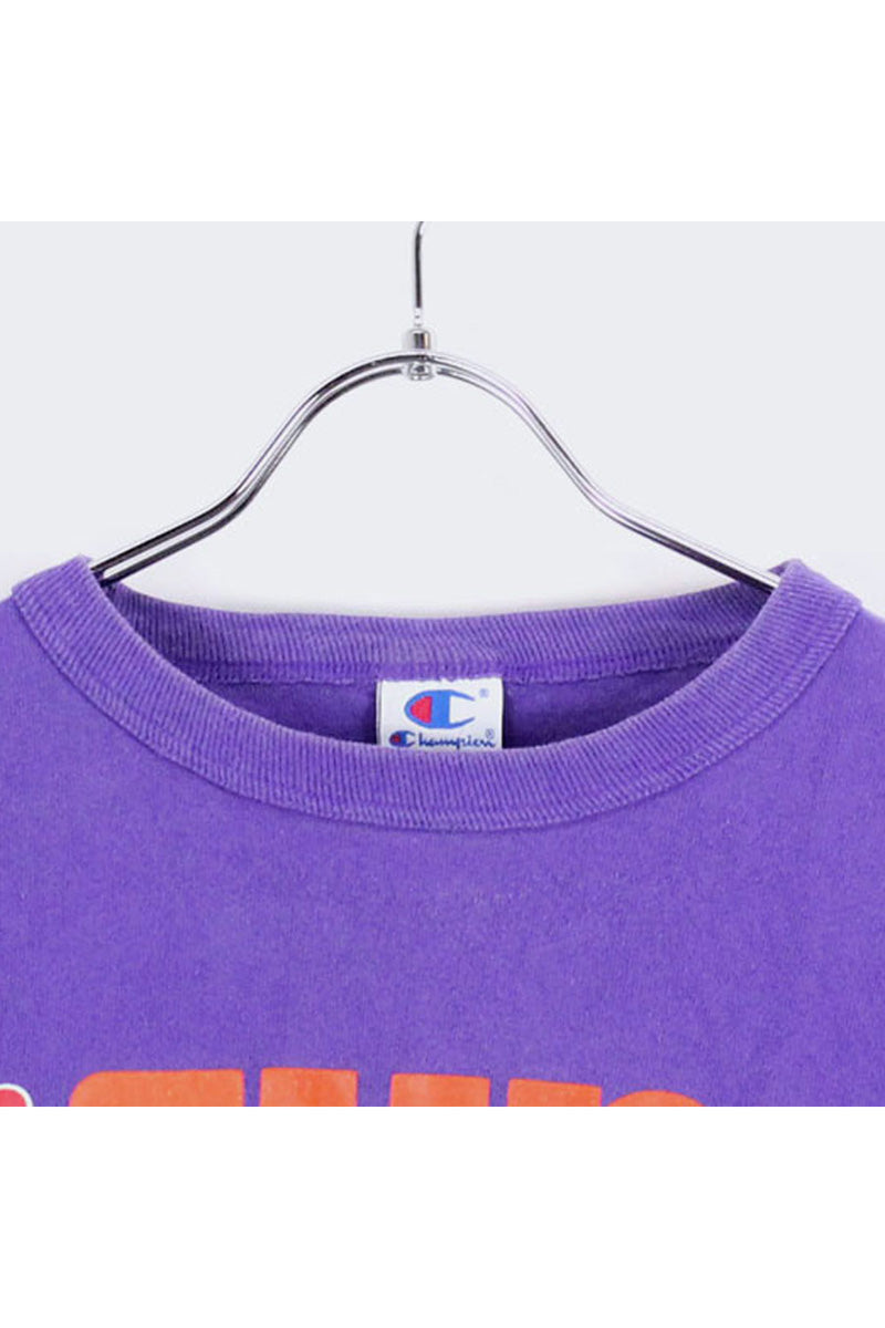 90'S S/S LOGO PRINT T-SHIRT / PURPLE [SIZE:XL USED]