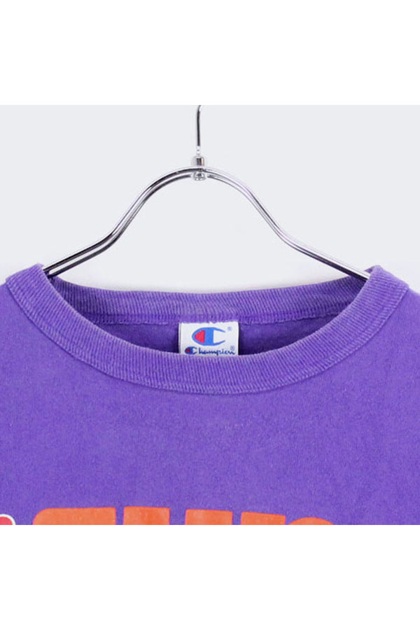 90'S S/S LOGO PRINT T-SHIRT / PURPLE [SIZE:XL USED]