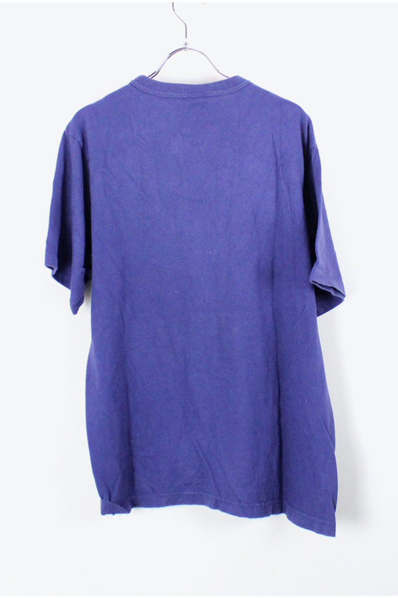 MADE IN USA 90'S S/S LOGO PRINT T-SHIRT / NAVY [SIZE:M USED]