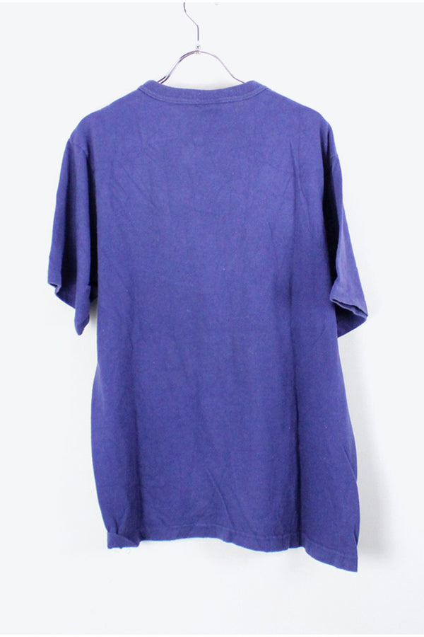 MADE IN USA 90'S S/S LOGO PRINT T-SHIRT / NAVY [SIZE:M USED]