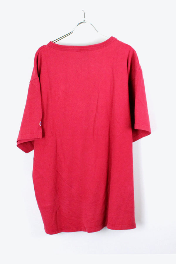 90'S S/S LOGO PRINT T-SHIRT / RED [SIZE:XL USED]