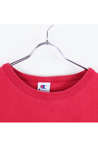 90'S S/S LOGO PRINT T-SHIRT / RED [SIZE:XL USED]