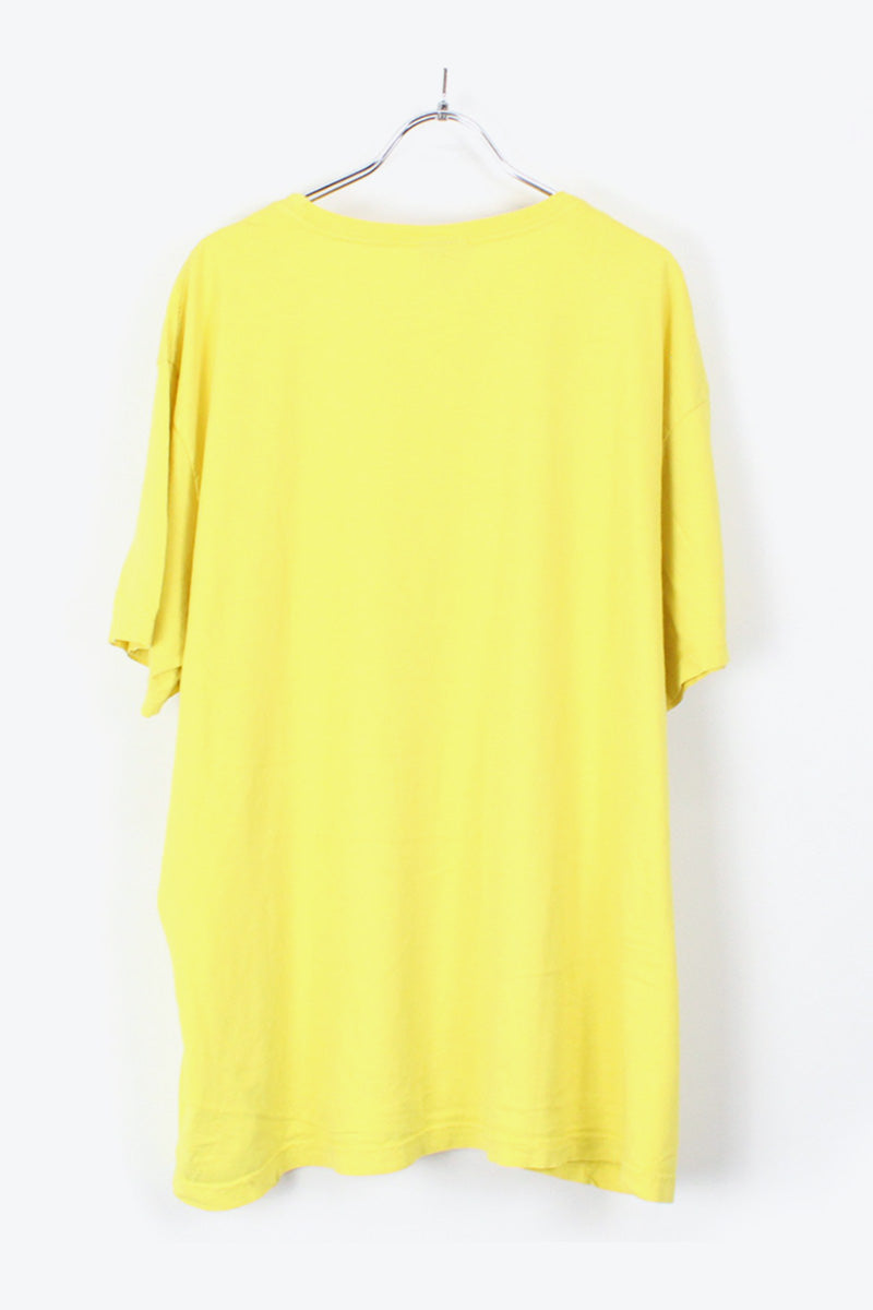 90'S S/S ONE POINT T-SHIRT / YELLOW [SIZE:XL USED]