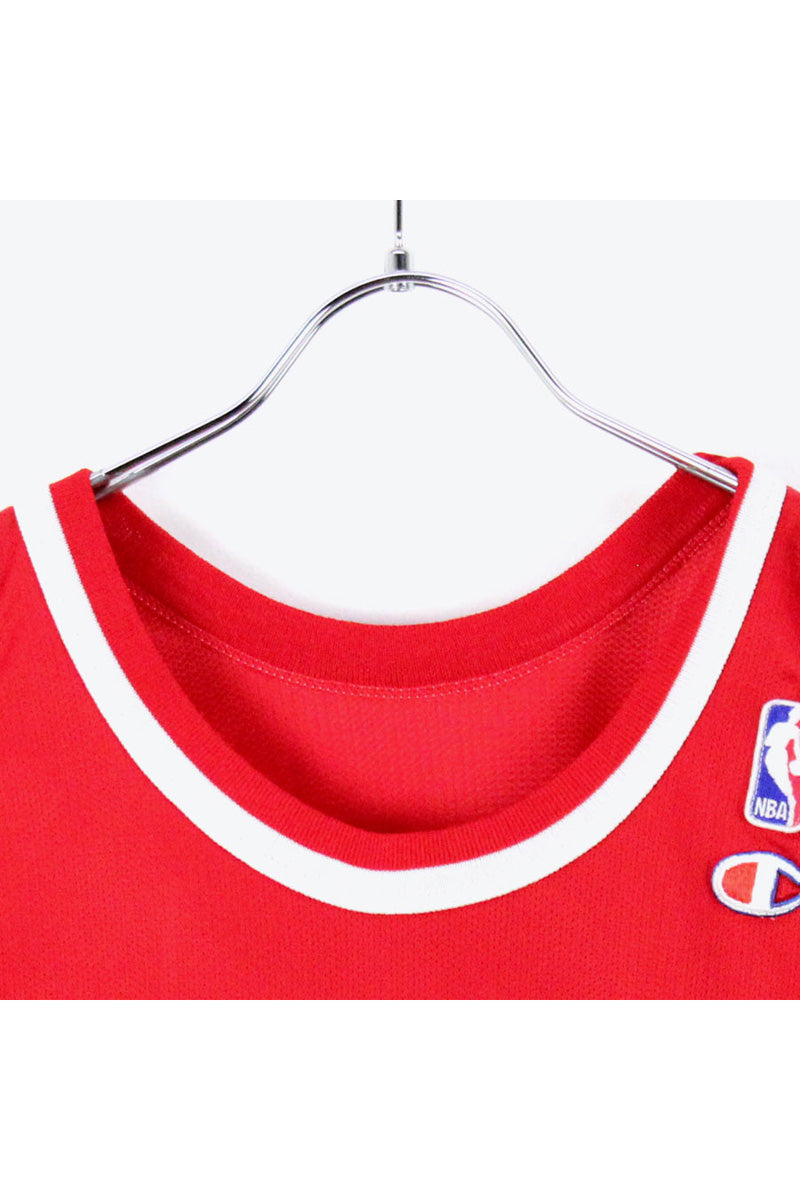 MADE IN USA 90'S SIXERS IVERSON GAME SHIRT / RED [SIZE:44(XL相当) USED]