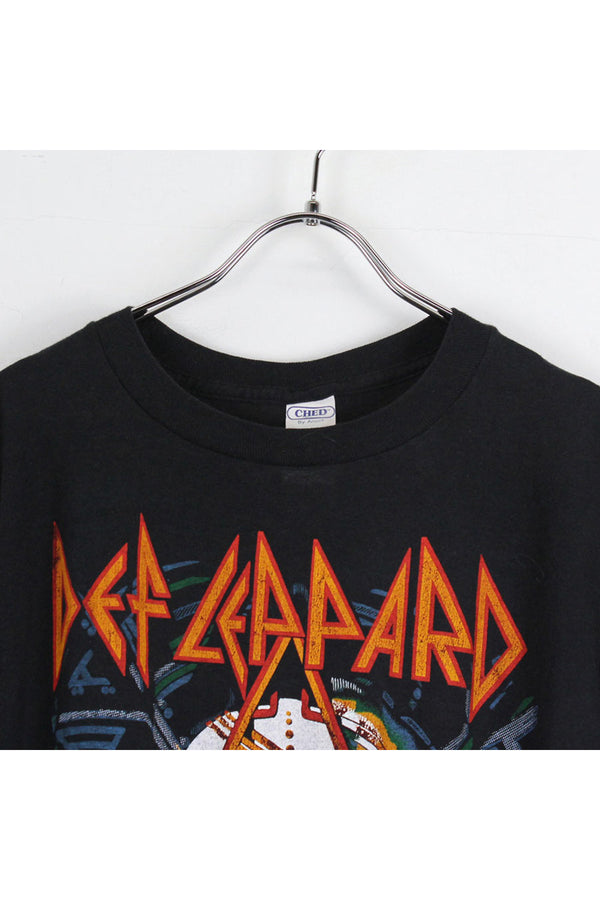 MADE IN USA 88'S DEF LEPPARD T-SHIRT / BLACK [SIZE:XL USED]