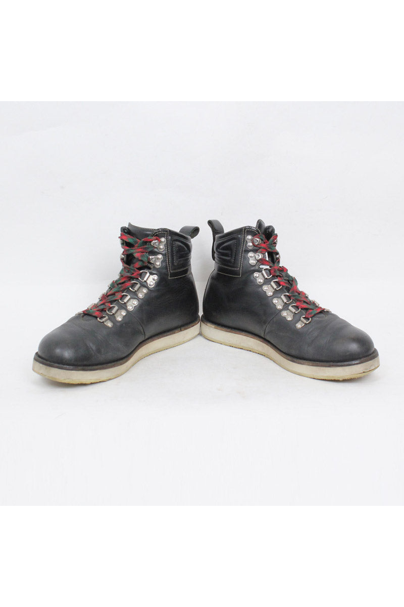 MADE IN ITALY LEATHER HIKING BOOTS / BLACK [SIZE: US6.5(24.5cm相当) USED]