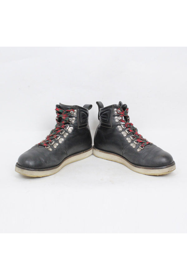 MADE IN ITALY LEATHER HIKING BOOTS / BLACK [SIZE: US6.5(24.5cm相当) USED]