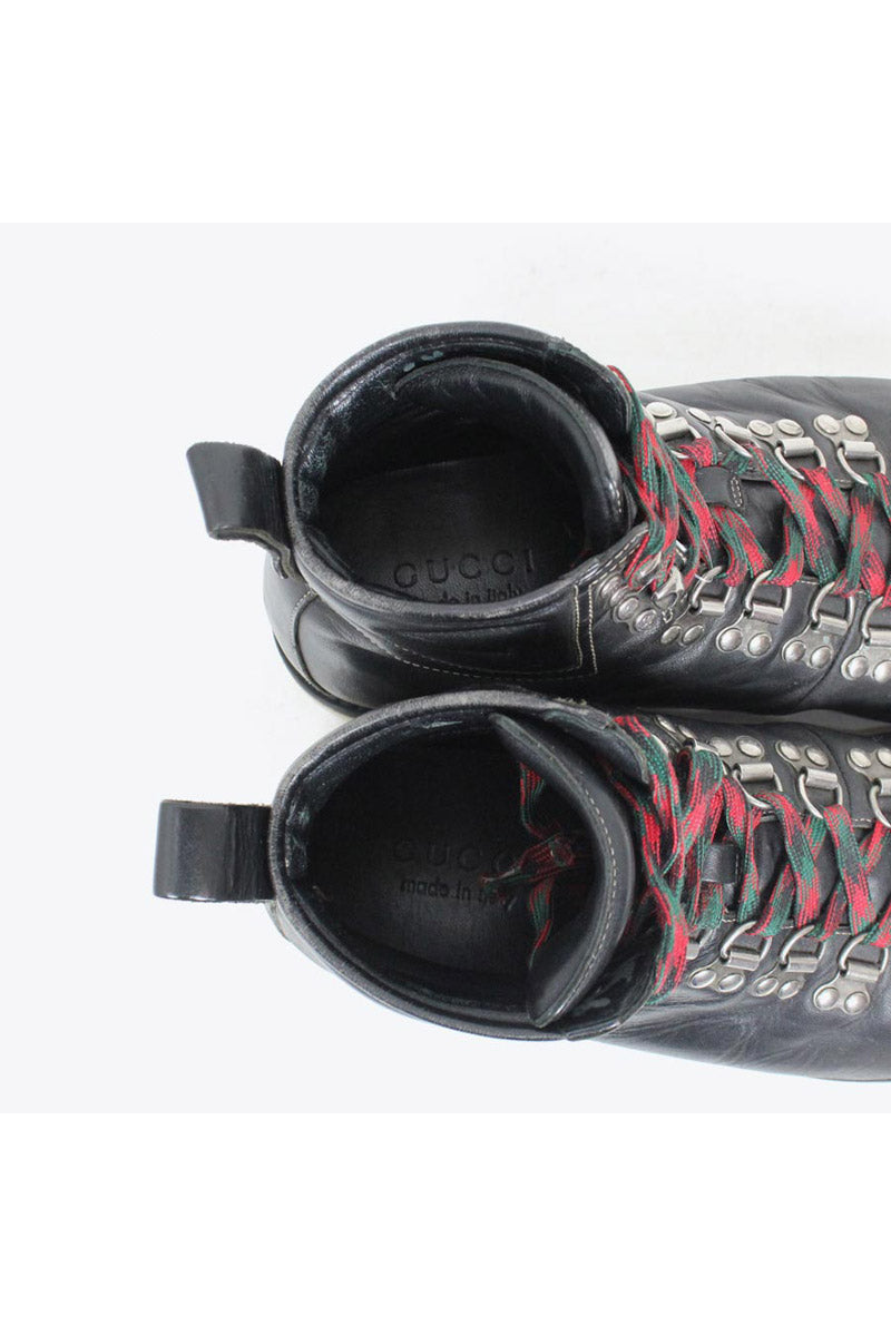 MADE IN ITALY LEATHER HIKING BOOTS / BLACK [SIZE: US6.5(24.5cm相当) USED]