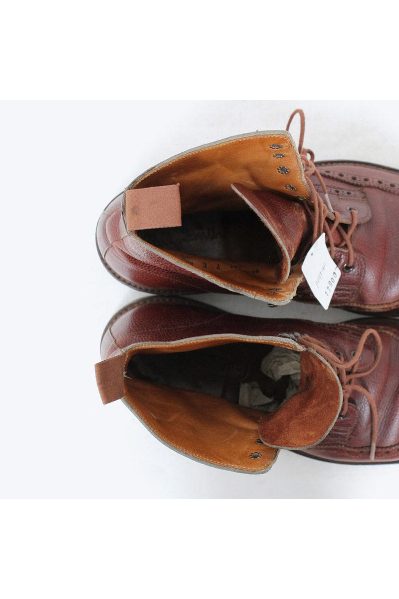 MADE IN ENGLAND WING-TIP LEATHER BOOTS / BROWN [SIZE: US7E(25cm相当) USED]