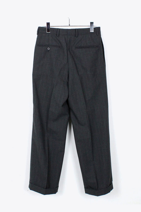 PIN STRIPE WOOL SLACKS / CHARCOAL [SIZE:29R DEADSTOCK/NOS]