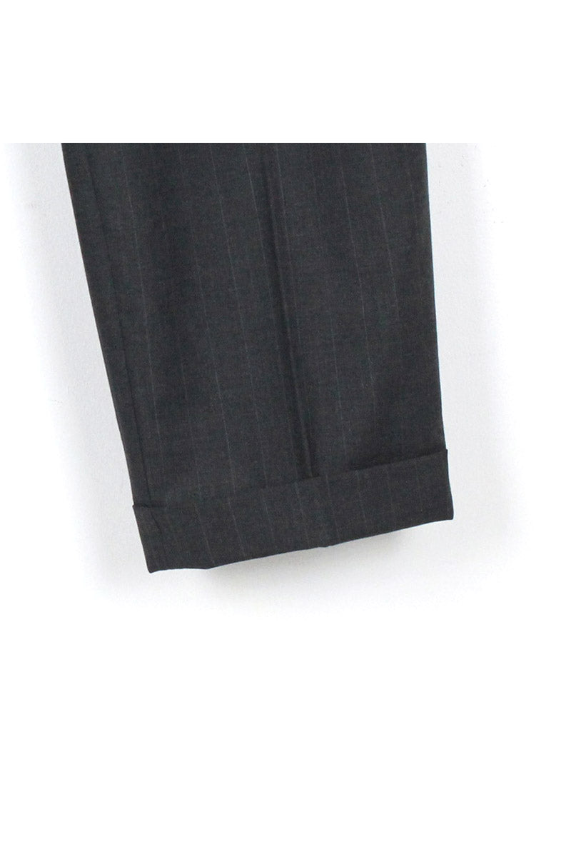 PIN STRIPE WOOL SLACKS / CHARCOAL [SIZE:29R DEADSTOCK/NOS]