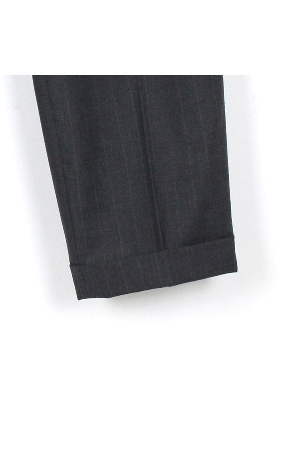 PIN STRIPE WOOL SLACKS / CHARCOAL [SIZE:29R DEADSTOCK/NOS]