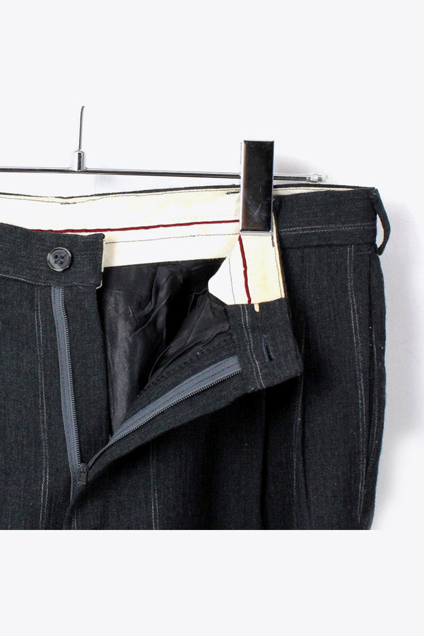 TUCK PIN STRIPE SLACKS TROUSERS / CHARCOAL [SIZE:30 equivalent USED]
