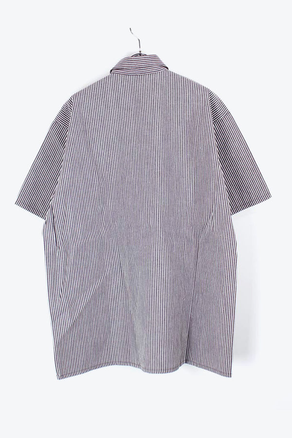 MADE IN USA S/S PULLOVER STRIPE SHIRT / BROWN/WHITE [SIZE: L DEADSTOCK/NOS]