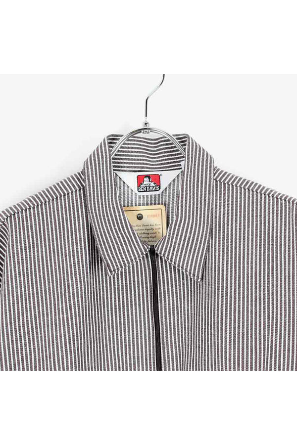 MADE IN USA S/S PULLOVER STRIPE SHIRT / BROWN/WHITE [SIZE: L DEADSTOCK/NOS]