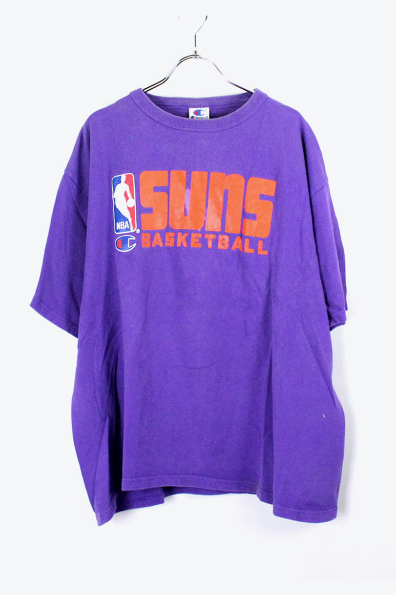 90'S S/S LOGO PRINT T-SHIRT / PURPLE [SIZE:XL USED]