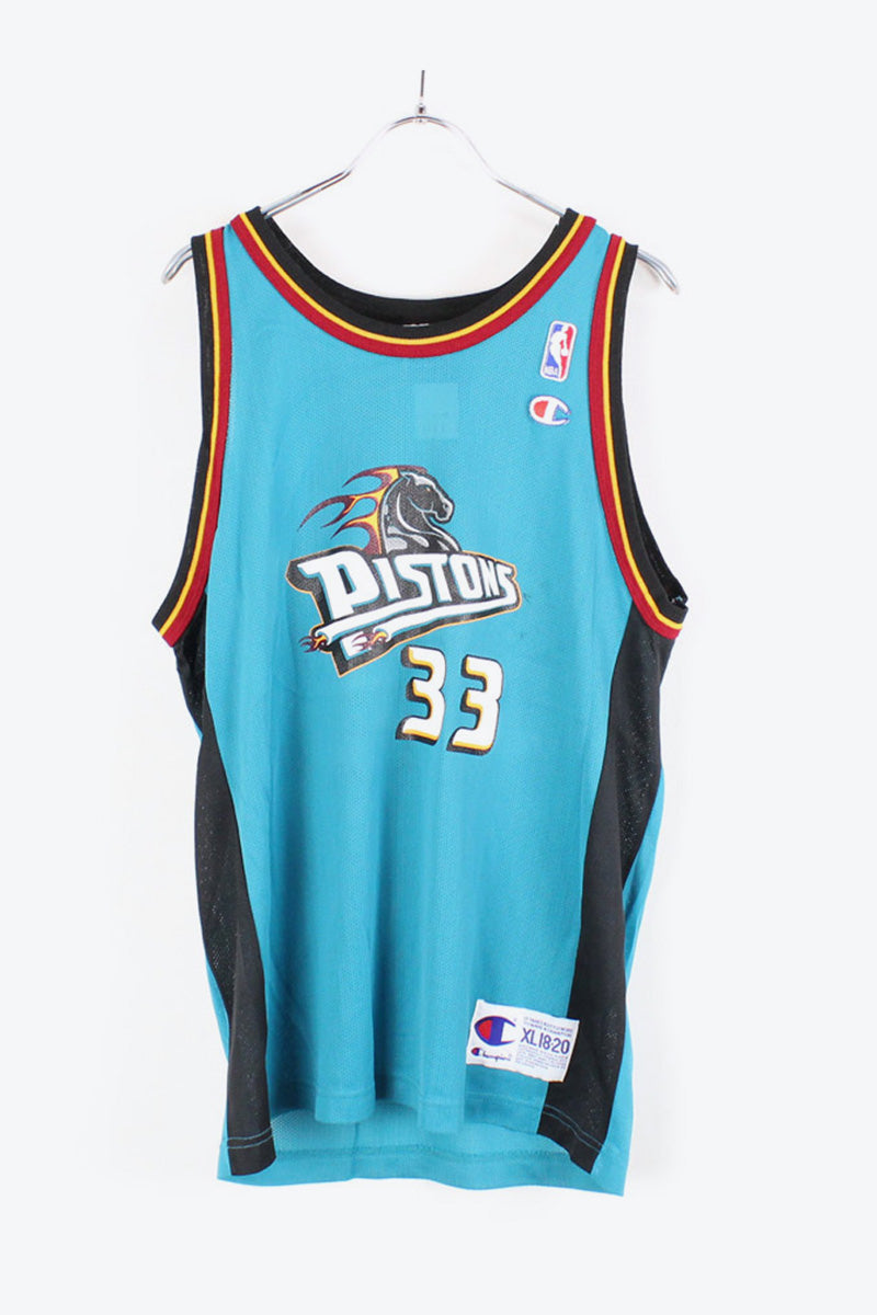 90'S PISTONS 33 GRANT HILL GAME SHIRT / LIGHT BLUE/MULTI  [SIZE:S相当 USED]