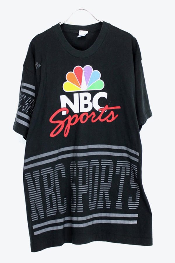 MADE IN USA 90'S NBC SPORTS T-SHIRT / BLACK [SIZE:L USED]