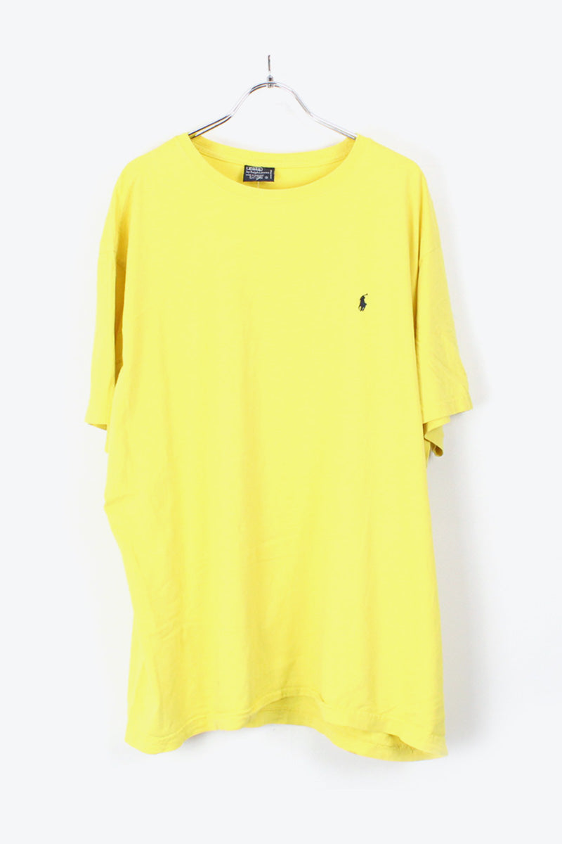 90'S S/S ONE POINT T-SHIRT / YELLOW [SIZE:XL USED]
