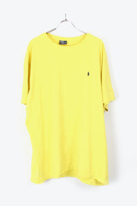 90'S S/S ONE POINT T-SHIRT / YELLOW [SIZE:XL USED]