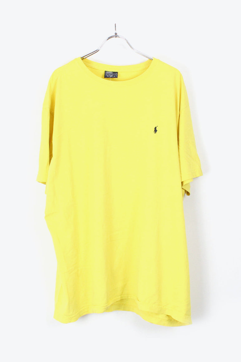 90'S S/S ONE POINT T-SHIRT / YELLOW [SIZE:XL USED]