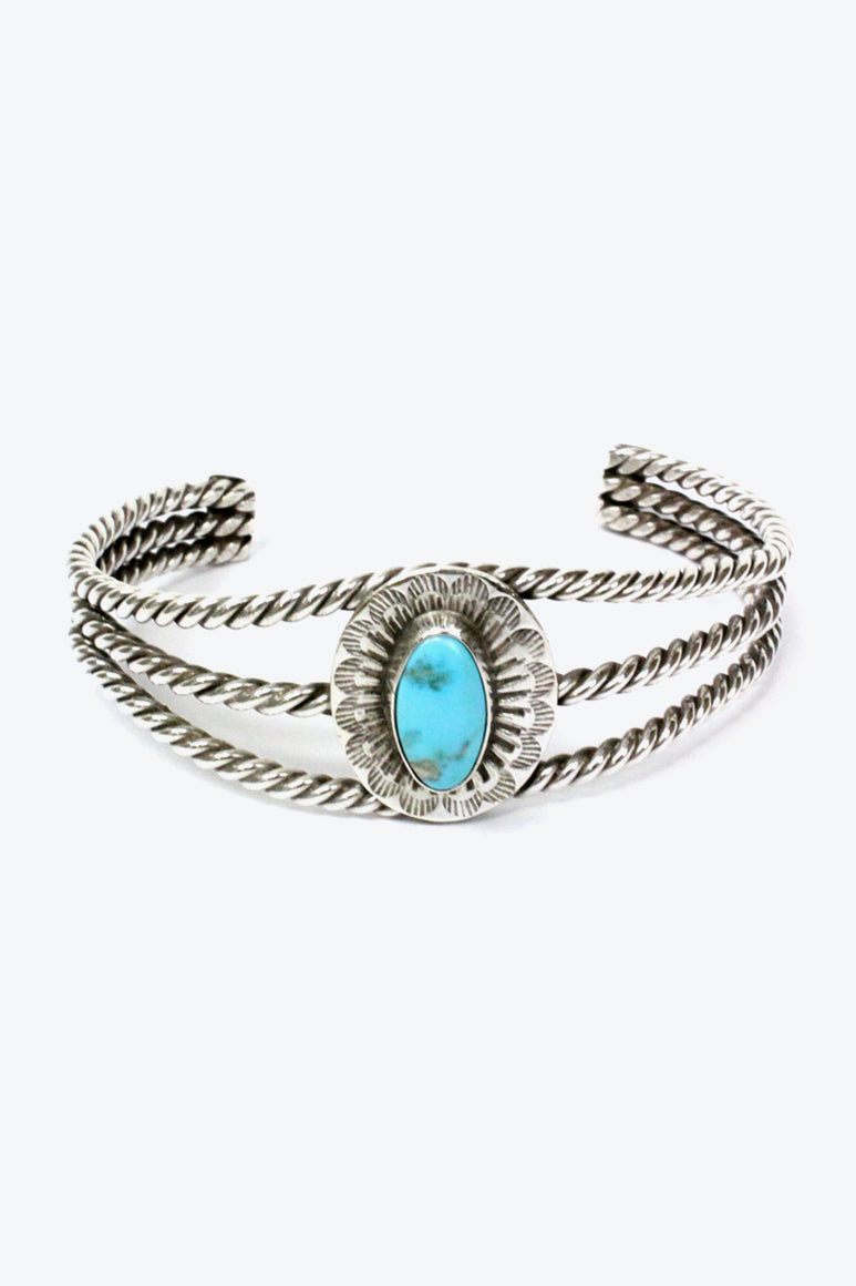 MADE IN USA 20'S SILVER BANGLE W/TURQUOISE【ONE SIZE: USED】
