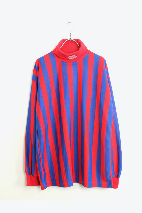 L/S BORDER TURTLE NECK T-SHIRT / RED/BLUE [SIZE:M USED]
