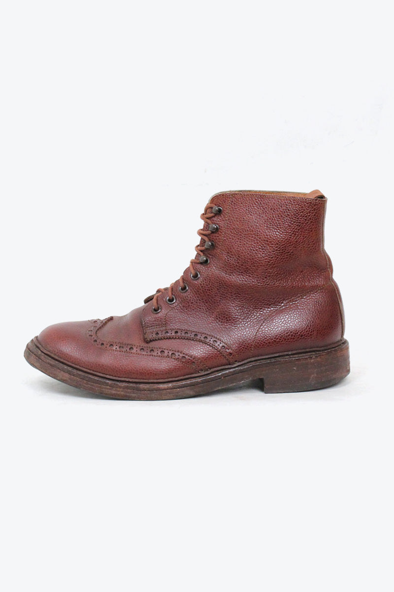 MADE IN ENGLAND WING-TIP LEATHER BOOTS / BROWN [SIZE: US7E(25cm相当) USED]
