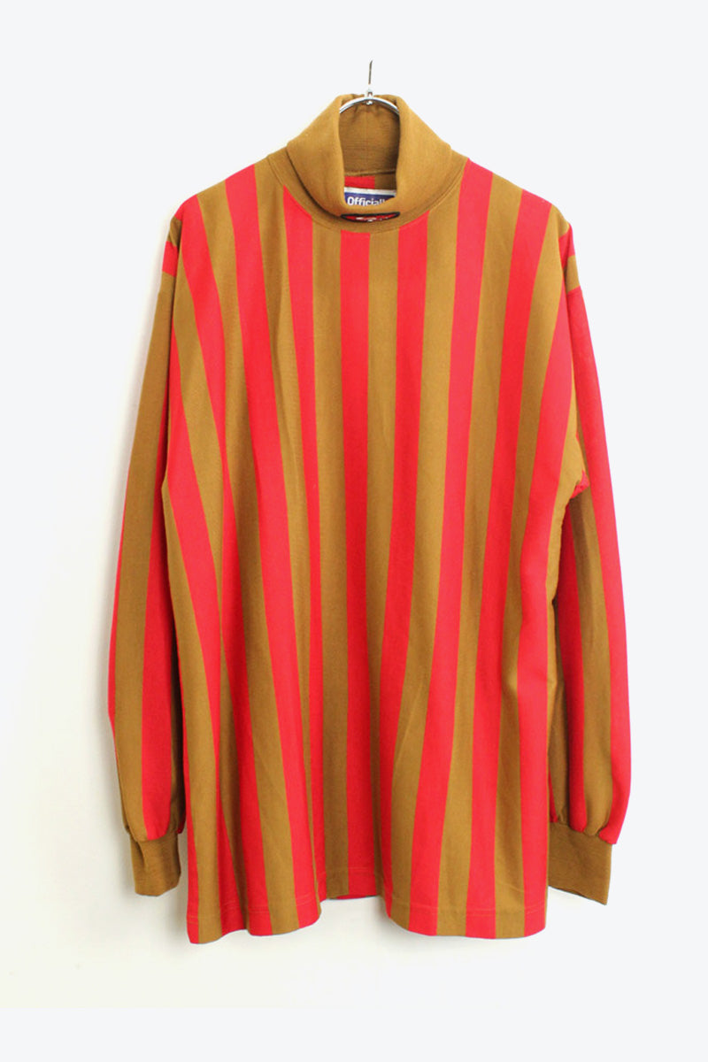 L/S BORDER TURTLE NECK T-SHIRT / RED/BEIGE [SIZE:S DEADSTOCK/NOS]