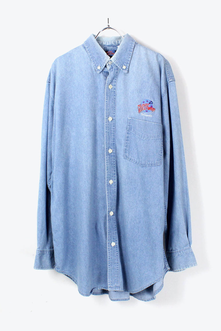 90'S L/S DENIM SHIRT / LIGHT INDIGO [SIZE: L USED]
