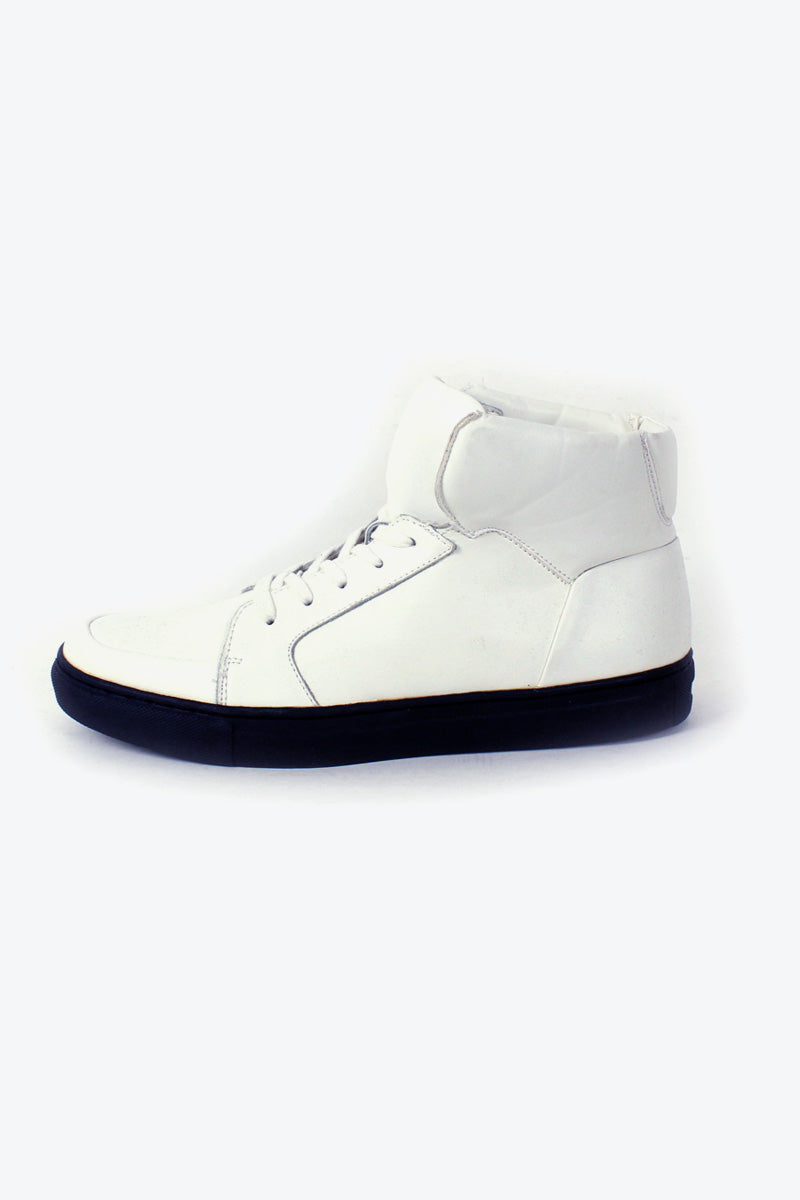 LEATHER SNEAKERS HI / WHITE [사이즈: US9(27cm) 데드스톡/NOS]