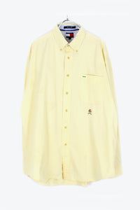 90'S L/S BD COTTON TWILL SHIRT / LIGHT YELLOW [SIZE: L USED]