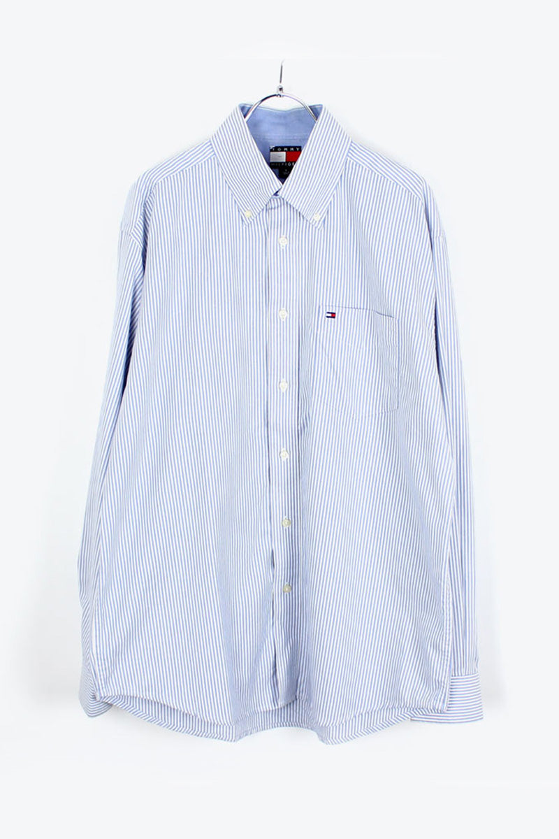 90'S L/S BD OXFORD STRIPE SHIRT / BLUE [SIZE: M USED]