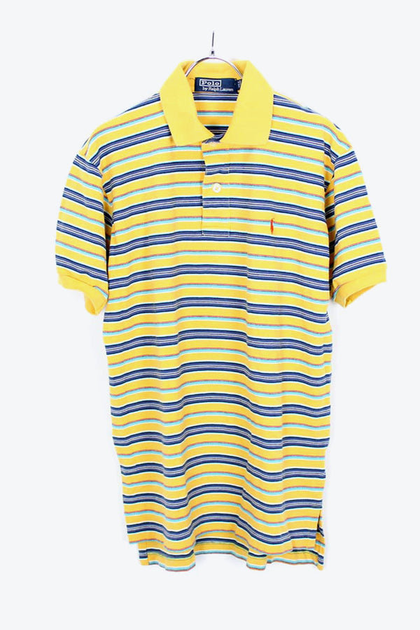 S/S BORDER POLO SHIRT / YELLOW【SIZE:M USED】