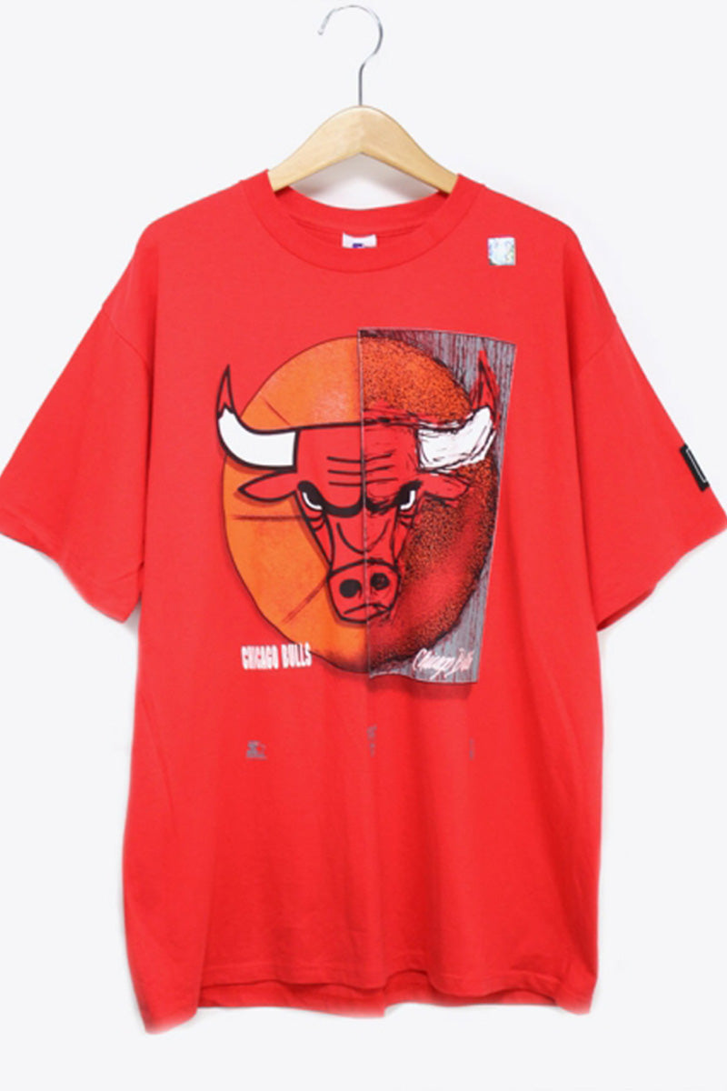 MADE IN USA 90'S CHICAGO BULLS T-SHIRT / RED [SIZE:L DEADSTOCK/NOS]