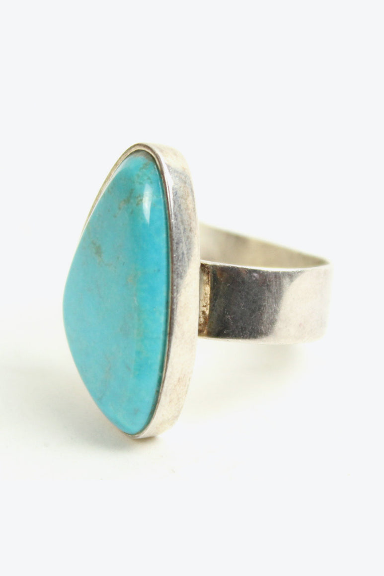 SILVER 925 RING W/TURQUOISE STONE [SIZE:18号相当 USED]