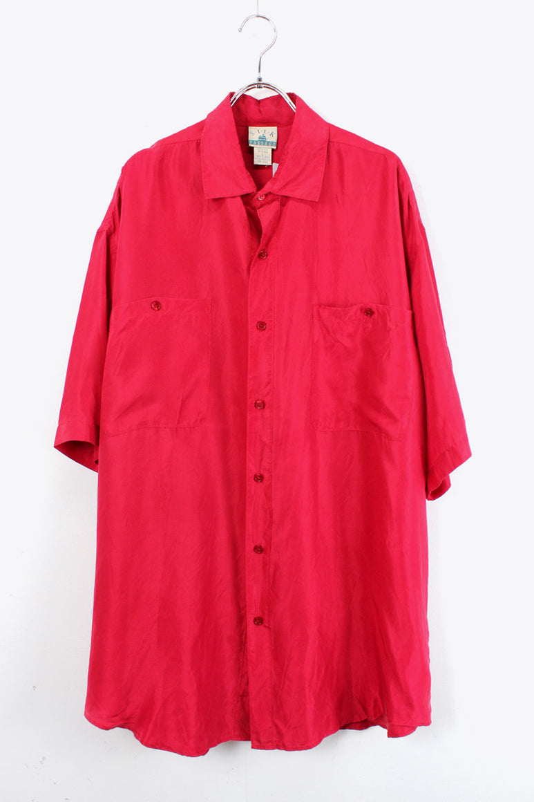 90'S S/S SILK SHIRT / RED [SIZE:L USED]
