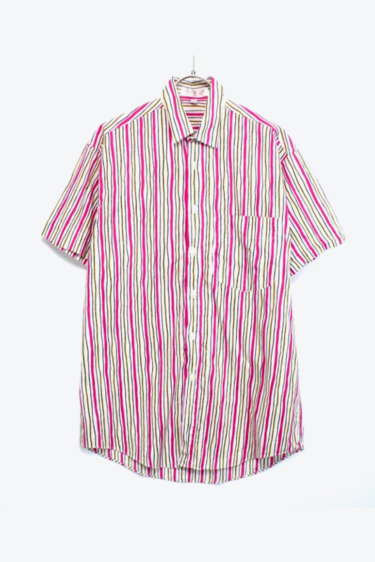 S/S STRIPE SHIRT / WHITE/PINK【SIZE:S USED】