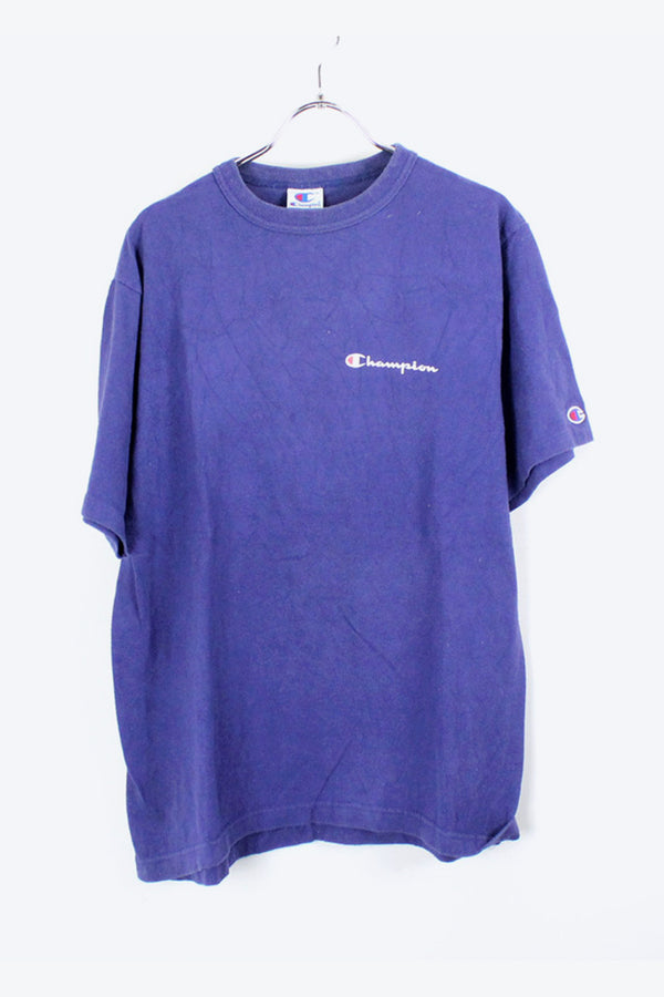 MADE IN USA 90'S S/S LOGO PRINT T-SHIRT / NAVY [SIZE:M USED]