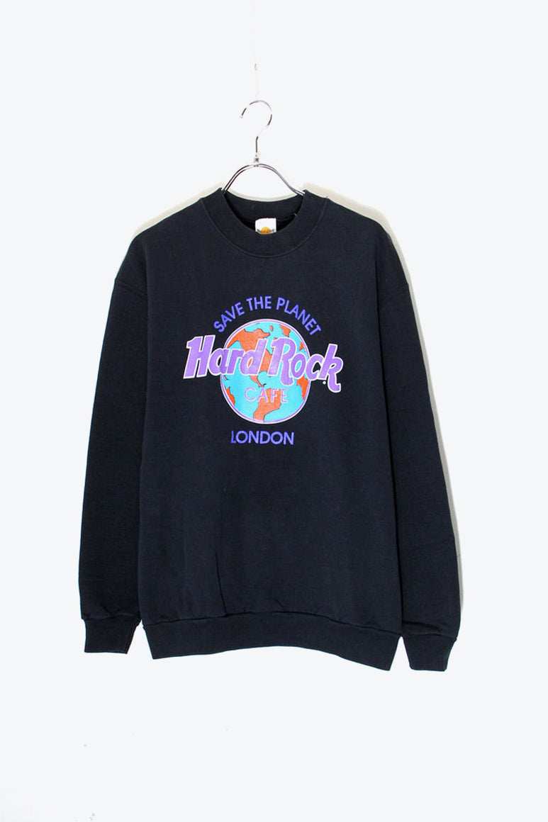 90'S LONDON PRINT ADVERTISING SWEATSHIRT / BLACK [SIZE: M USED]