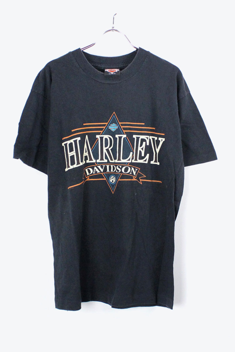 90'S S/S LOGO PRINT T-SHIRT / BLACK [SIZE:M USED]