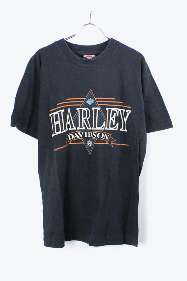 90'S S/S LOGO PRINT T-SHIRT / BLACK [SIZE:M USED]