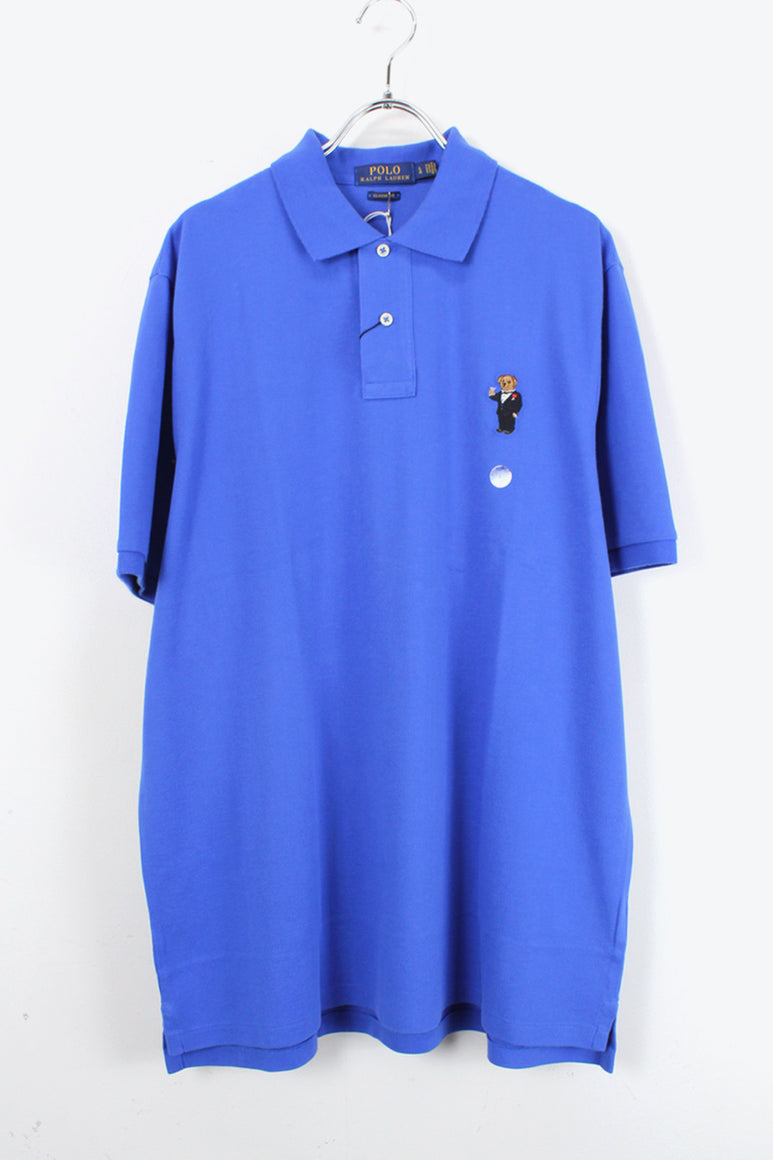 S/S BEAR ONE POINT POLO SHIRT / BLUE【SIZE:L NEW】