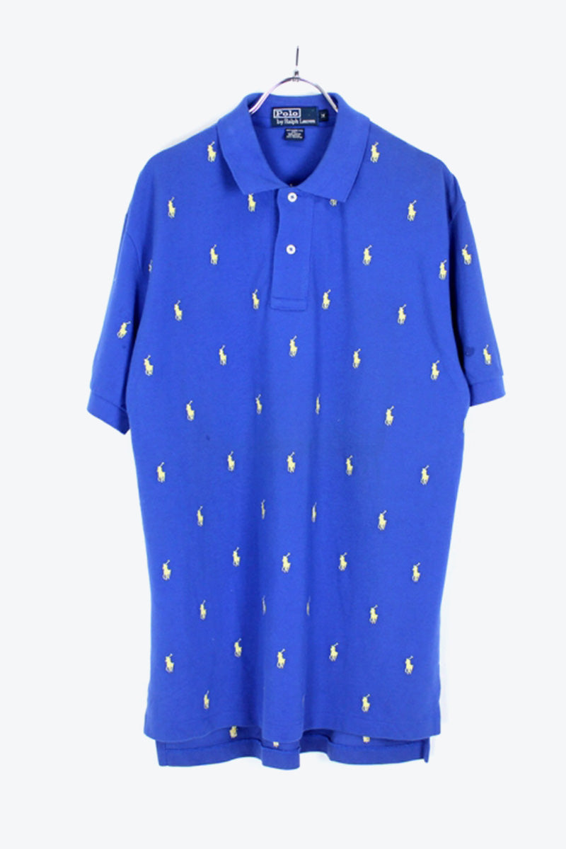 S/S MONOGRAM POLO SHIRT / BLUE【SIZE:M USED】