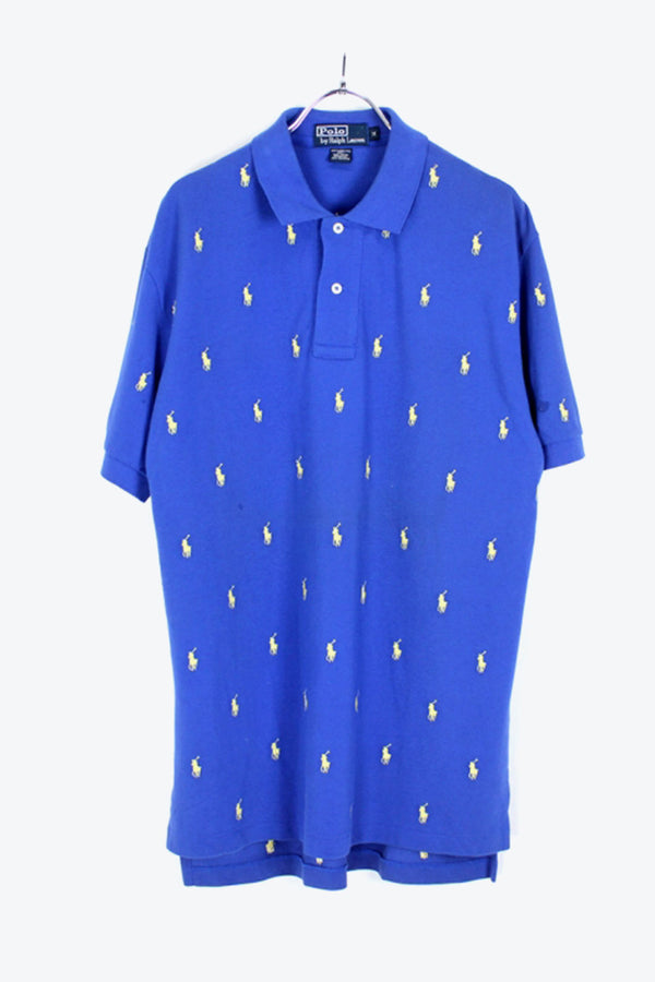 S/S MONOGRAM POLO SHIRT / BLUE [SIZE:M USED]