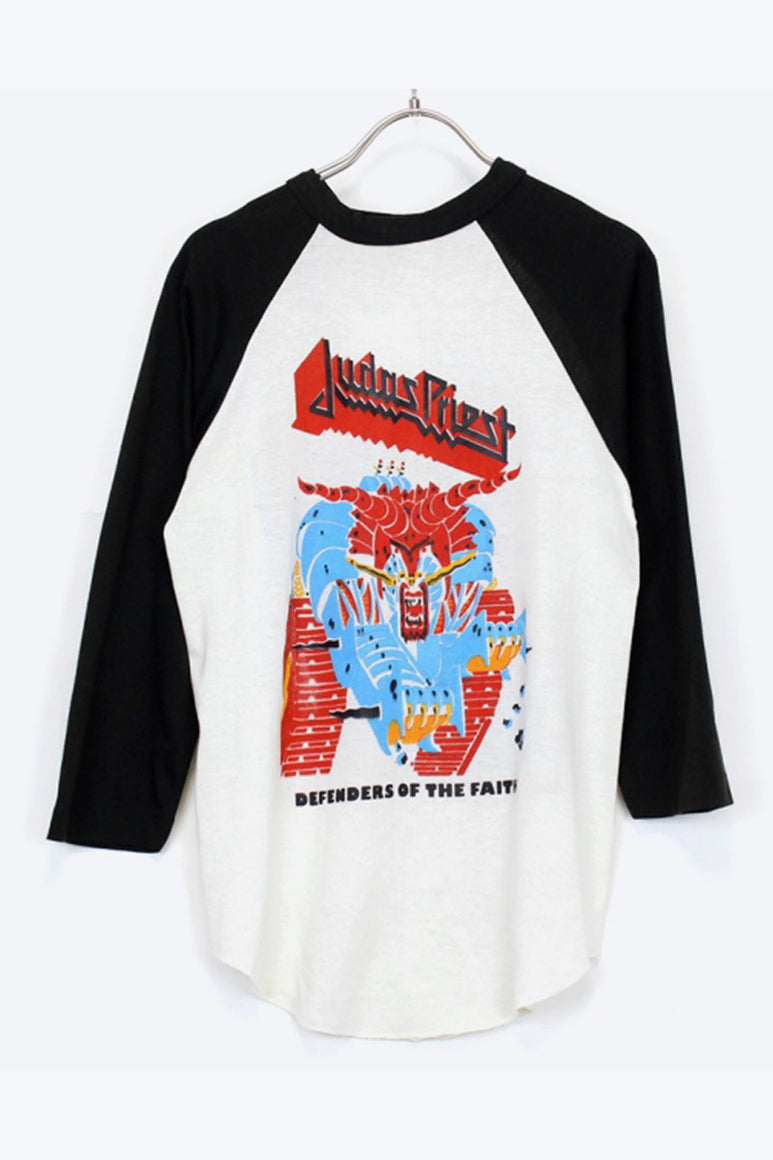 80'S BASEBALL T-SHIRT / BLACK/WHITE [SIZE:XL USED]