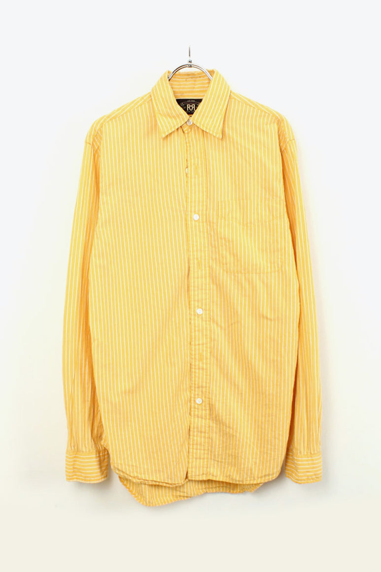 L/S COTTON STRIPE SHIRT / YELLOW [SIZE: XS USED]