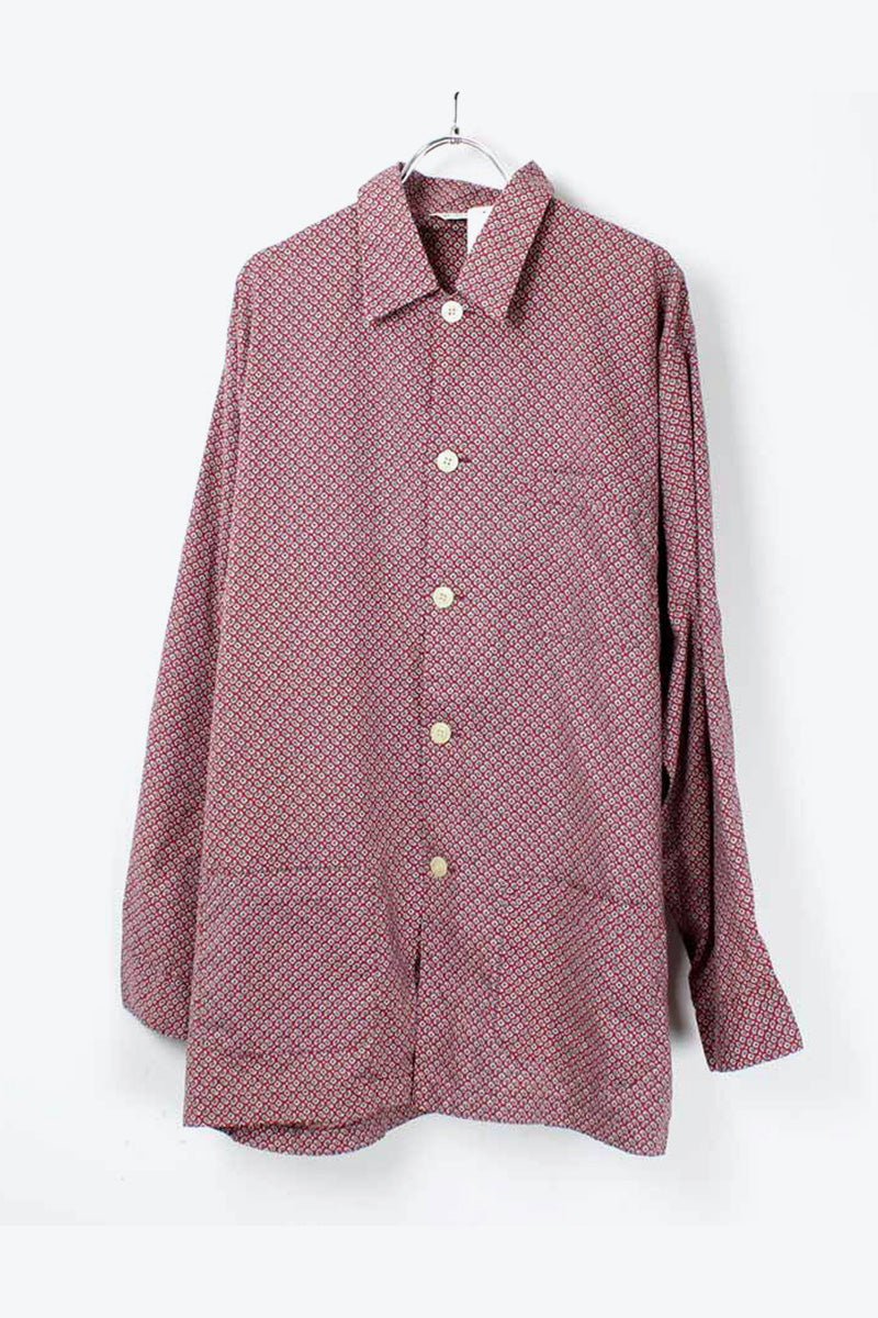 MADE IN ENGLAND 90'S L/S PATTERNED SHIRT / RED [SIZE: 42 USED]
