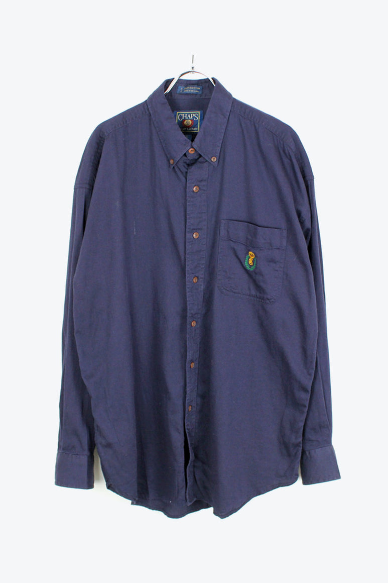90'S L/S BD SHIRT / NAVY [SIZE: L USED]
