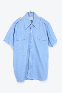 80'S S/S DENIM SHIRT / LIGHT BLUE【SIZE:M USED】